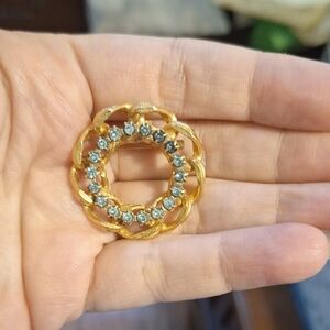 Slate Blue Chain Circle Brooch